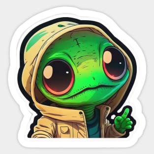 Cool Alien with a Hooded Pullover design #16 Sticker